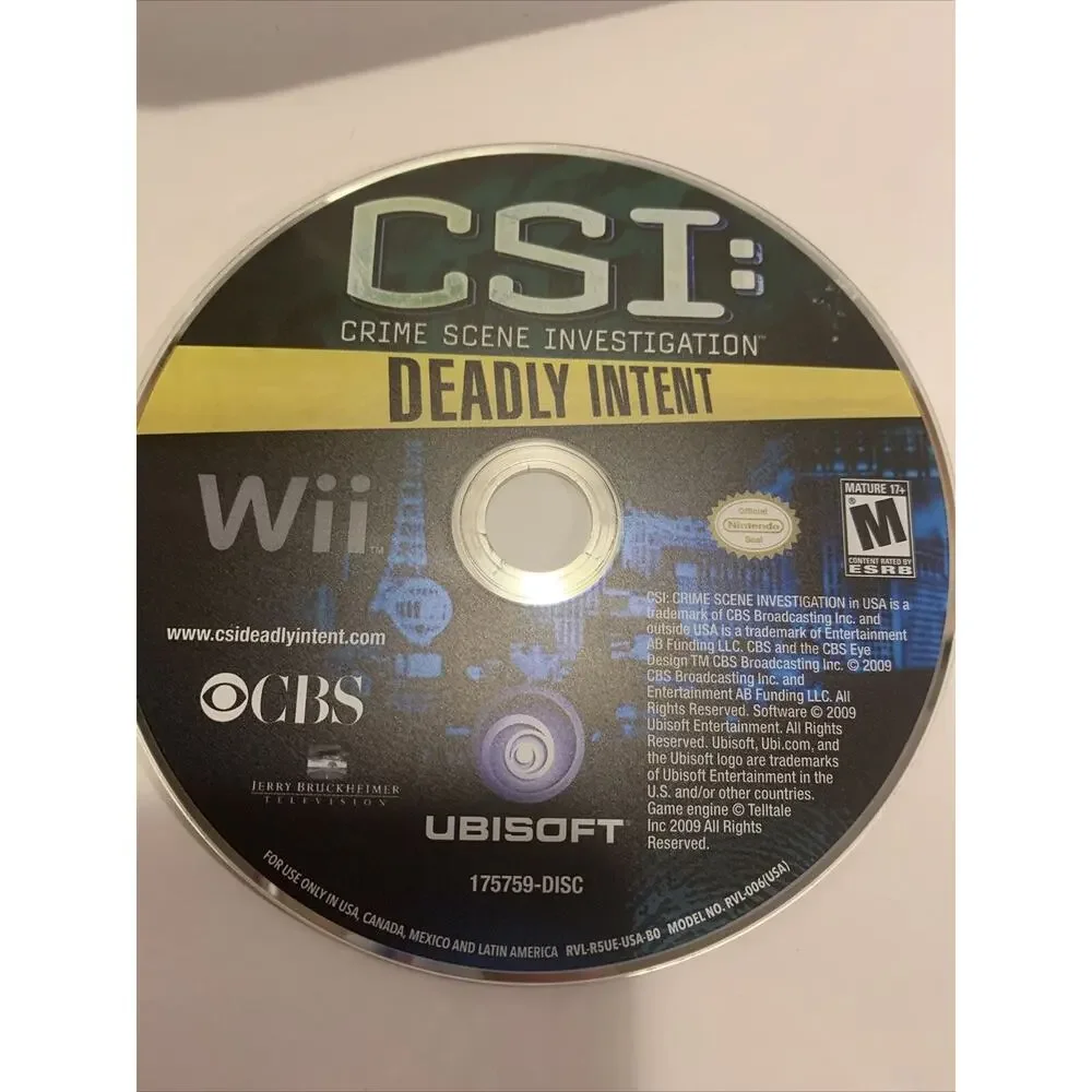 CSI: Deadly Intent, (Wii) Used Formal Rental Cover Is A Copy